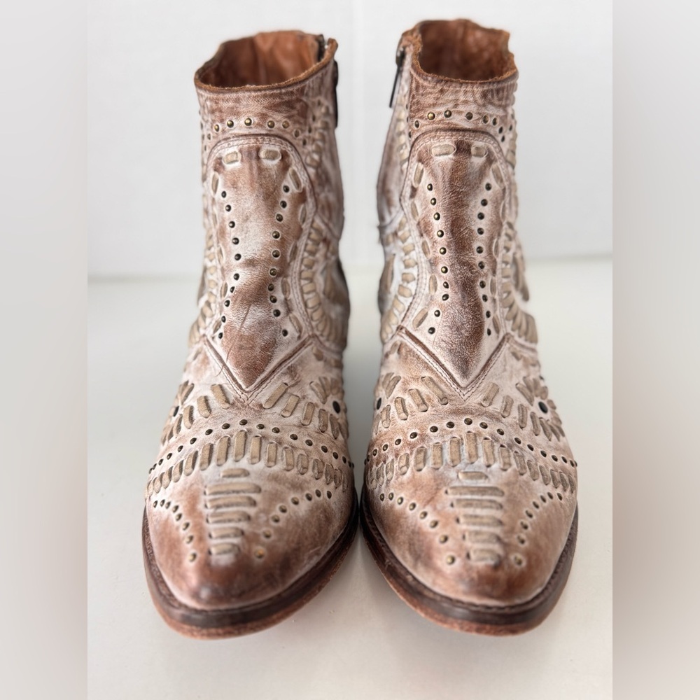 diego di lucca short cowboy cowgirl western distressed ombré leather boots 7.5 - Picture 3 of 9